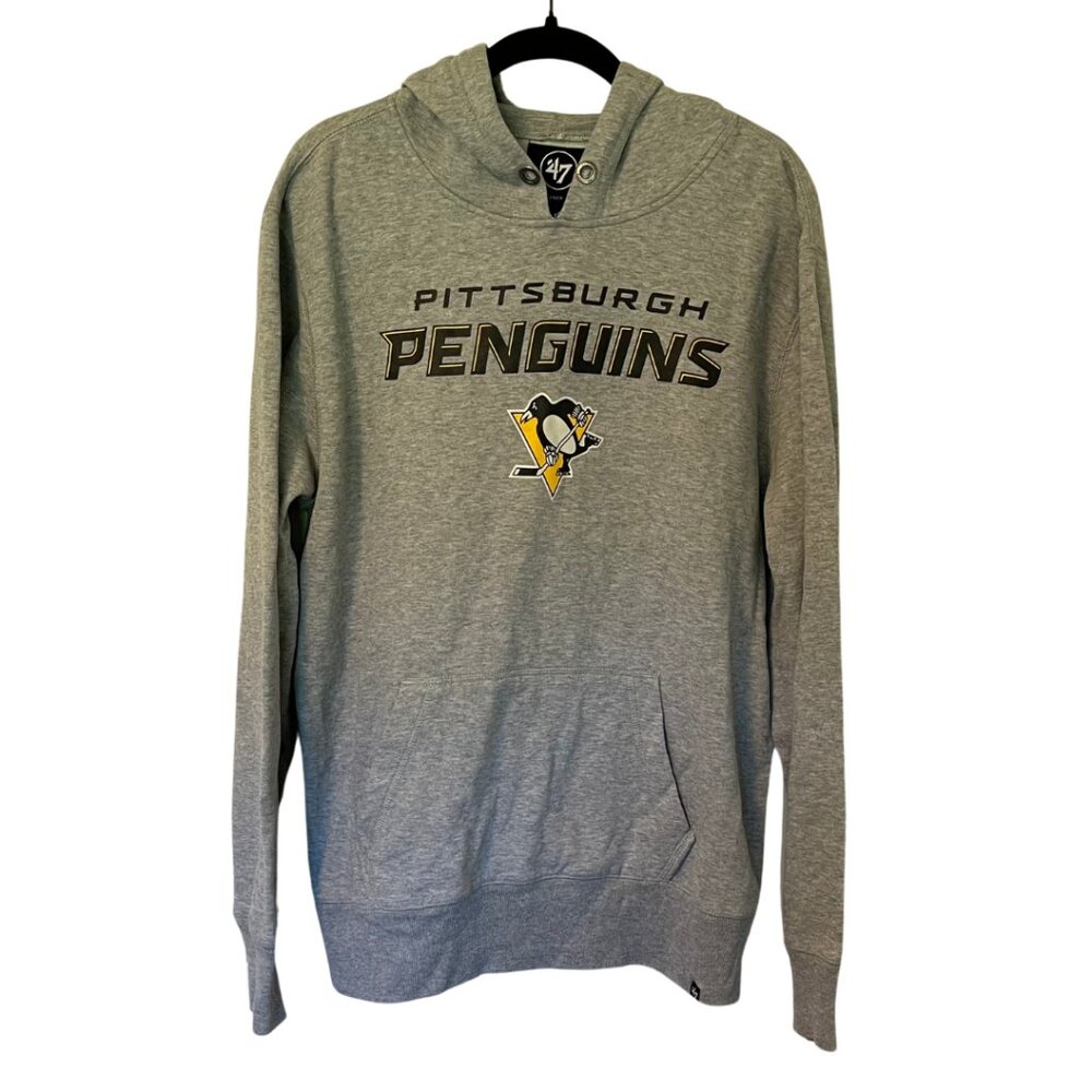 ’47 Brand Pittsburgh Penguins Gray Pullover Hoodie NHL Hockey Size Large